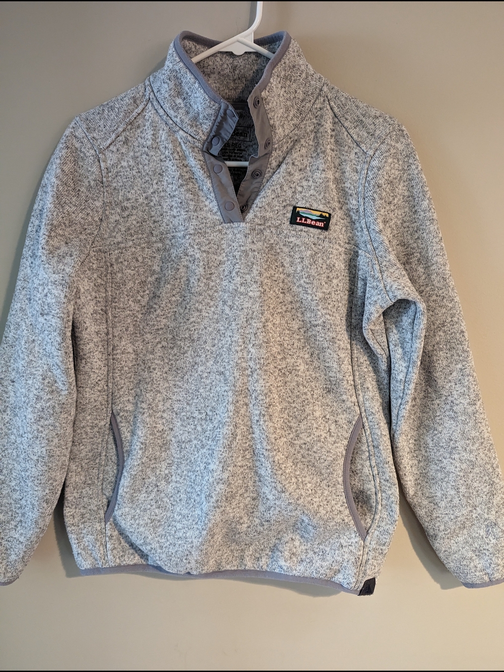 L.L.Bean Heather Gray Snap-Button Pullover Fleece